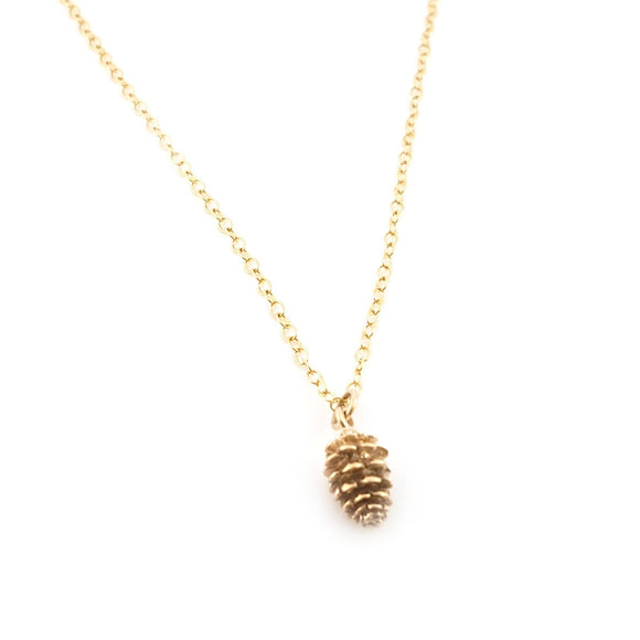 Gold Pinecone Charm 14k Gold Filled Necklace Simple Jewelry - Dainty Gold Necklace - Simple Necklace