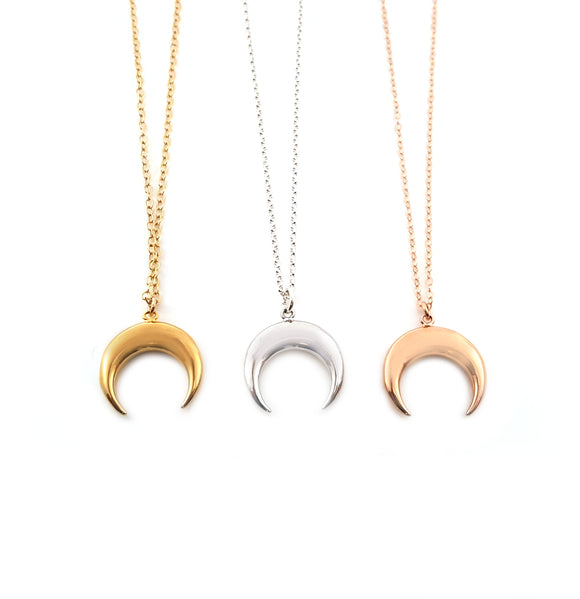 Simple Crescent Moon Pendant Necklace - Moon Necklace - Silver Gold Rose Gold - Gift for Her
