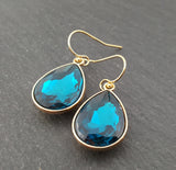 December Birthstone Blue Topaz Crystal Gold Filled Earrings