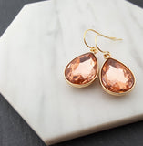 October Birthstone Earrings - Tourmaline Crystal Gold Filled Teardrop Earrings - Gift for Her