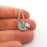 Sloth Charm Necklace - Sterling Silver - Animal Necklace - Gift for Her