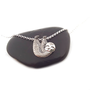 Sloth Charm Necklace - Sterling Silver - Animal Necklace - Gift for Her