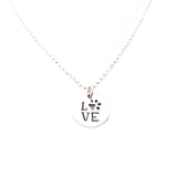 Love Paw Print Charm Sterling Silver Necklace