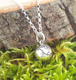Earth Globe 3D Charm Sterling Silver Necklace
