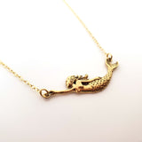 Mermaid Connector Charm Necklace - Dainty 14k Gold Filled Jewelry