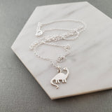 Brontosaurus Dinosaur Charm Necklace - Dainty Sterling Silver Jewelry