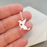Dog Angel Wing Charm - Sympathy Pet Loss Charm - Sterling Silver Necklace