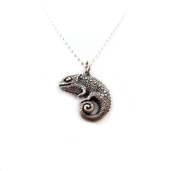 Chameleon Charm - Sterling Silver Necklace