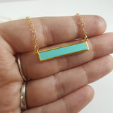 Turquoise Bar Necklace - Dainty 14k Gold Filled Jewelry