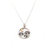 Mushroom with Bronze Moon Charm Necklace - Sterling Silver Jewelry