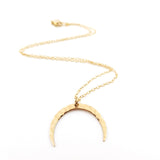 Hammered Crescent Moon Necklace - Dainty 14k Gold Filled Jewelry