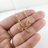 Swallow Bird Necklace - Dainty 14k Gold Filled Jewelry