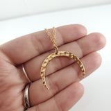 Hammered Crescent Moon Necklace - Dainty 14k Gold Filled Jewelry