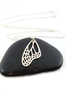 Butterfly Wing Charm Sterling Silver Necklace Simple Jewelry - Gift for Her