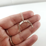 Hammered Crescent Moon Necklace - Sterling Silver Jewelry
