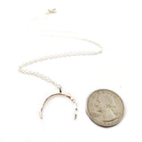 Hammered Crescent Moon Necklace - Sterling Silver Jewelry