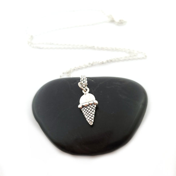 Ice Cream Cone Necklace - Tiny Sterling Silver Ice Cream Necklace - Simple Jewelry - Everyday Necklace - Gift for Her