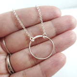 Hammered Circle Charm Necklace - 925 Sterling Silver Jewelry