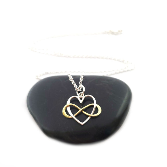 Infinity Heart Charm with Bronze Infinity Necklace - Sterling Silver Jewelry