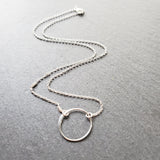 Hammered Circle Charm Necklace - 925 Sterling Silver Jewelry