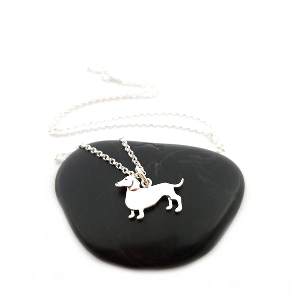 Dachshund Necklace - Sterling Silver Jewelry