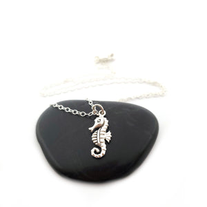Seahorse Charm Necklace - Sterling Silver Jewelry