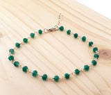 Green Onyx Gemstone Layering Bracelet - Wire Wrapped Chain Bracelet