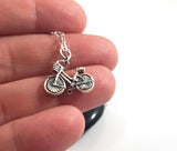 Bicycle Charm Necklace - Sterling Silver Jewelry - Gift for Her