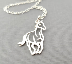 Horse Charm Equestrian Sterling Silver Necklace - Gift for Her