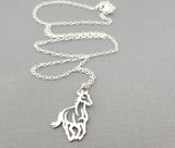 Horse Charm Equestrian Sterling Silver Necklace - Gift for Her