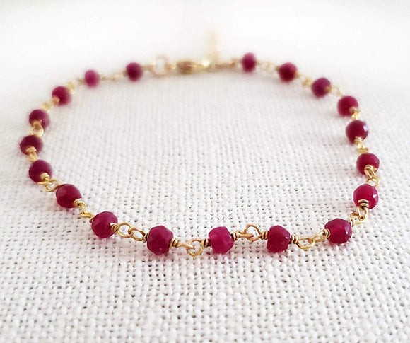 Dyed Ruby 14k Gold Filled Bracelet