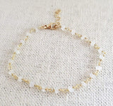White Moonstone Gemstone 14k Gold Filled Bracelet