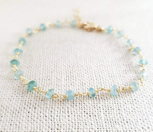 Blue Apatite Gemstone 14k Gold Filled Bracelet