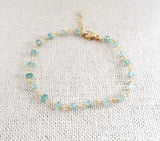 Blue Apatite Gemstone 14k Gold Filled Bracelet