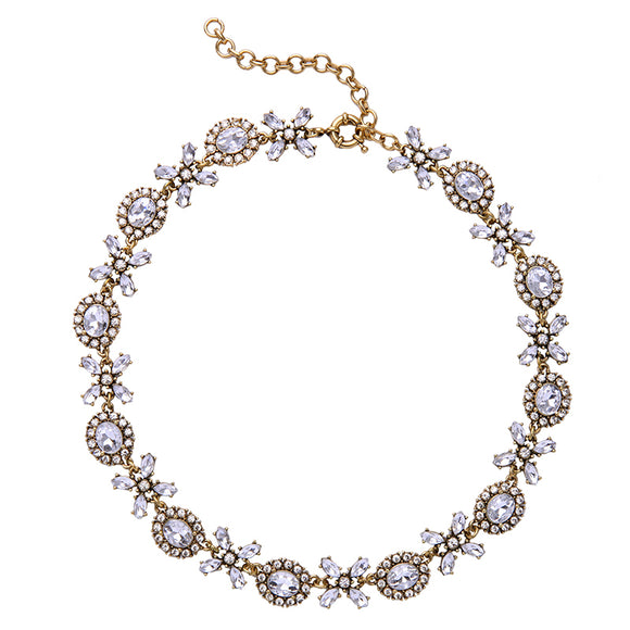 Marie - Crystal Floral Statement Necklace