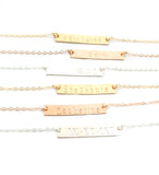 Personalized Hand Stamped Bar Necklace