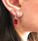 October Birthstone Earrings - Pink Tourmaline Crystal Sterling Silver Teardrop Earrings