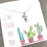 Cactus Necklace - Sterling Silver - Friendship Necklace - Gift for Her