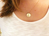Hammered Gold Filled Disc Personalized Initial Necklace
