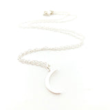 Moon Crescent Charm Necklace - Sterling Silver Jewelry