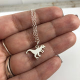 Tyrannosaurus Rex Dinosaur Charm Necklace - Sterling Silver Jewelry