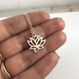 Lotus Flower Charm Necklace - Sterling Silver Jewelry
