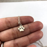 Paw Print Charm Necklace - Sterling Silver Jewelry