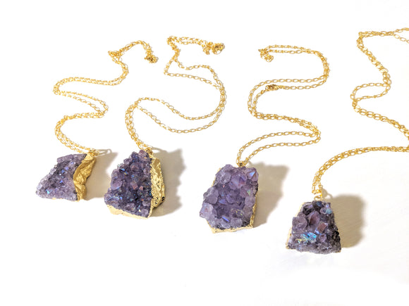 Amethyst Crystal Cluster Necklace