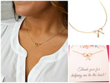 Thank You For Helping Me Tie The Knot - Gold Bow Necklace - Bridesmaid Necklace