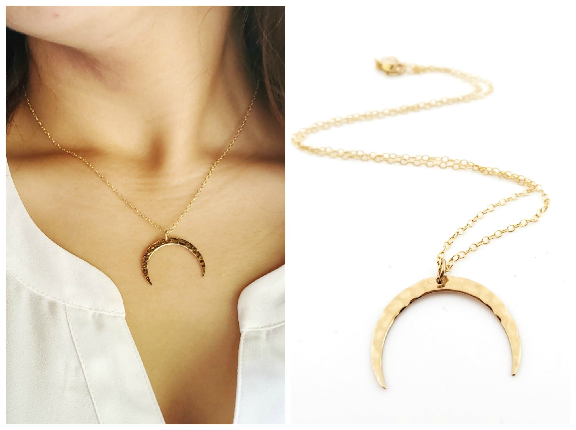 Tiny Gold Moon Necklace – Livewell Design