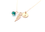 Rose Gold Personalized Angel Wing Necklace - Memorial Jewelry