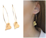 Sweetheart Earrings - Hammered Heart Hoop Earrings - Handmade Hoops