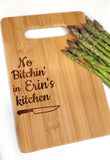 No Bitchin' in My Kitchen - Personalized Bamboo Cutting Board - Small Cheese Board - Personalized Gift