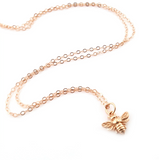 Bumblebee Charm Rose Gold Necklace - Honeybee Jewelry - Gift for Her